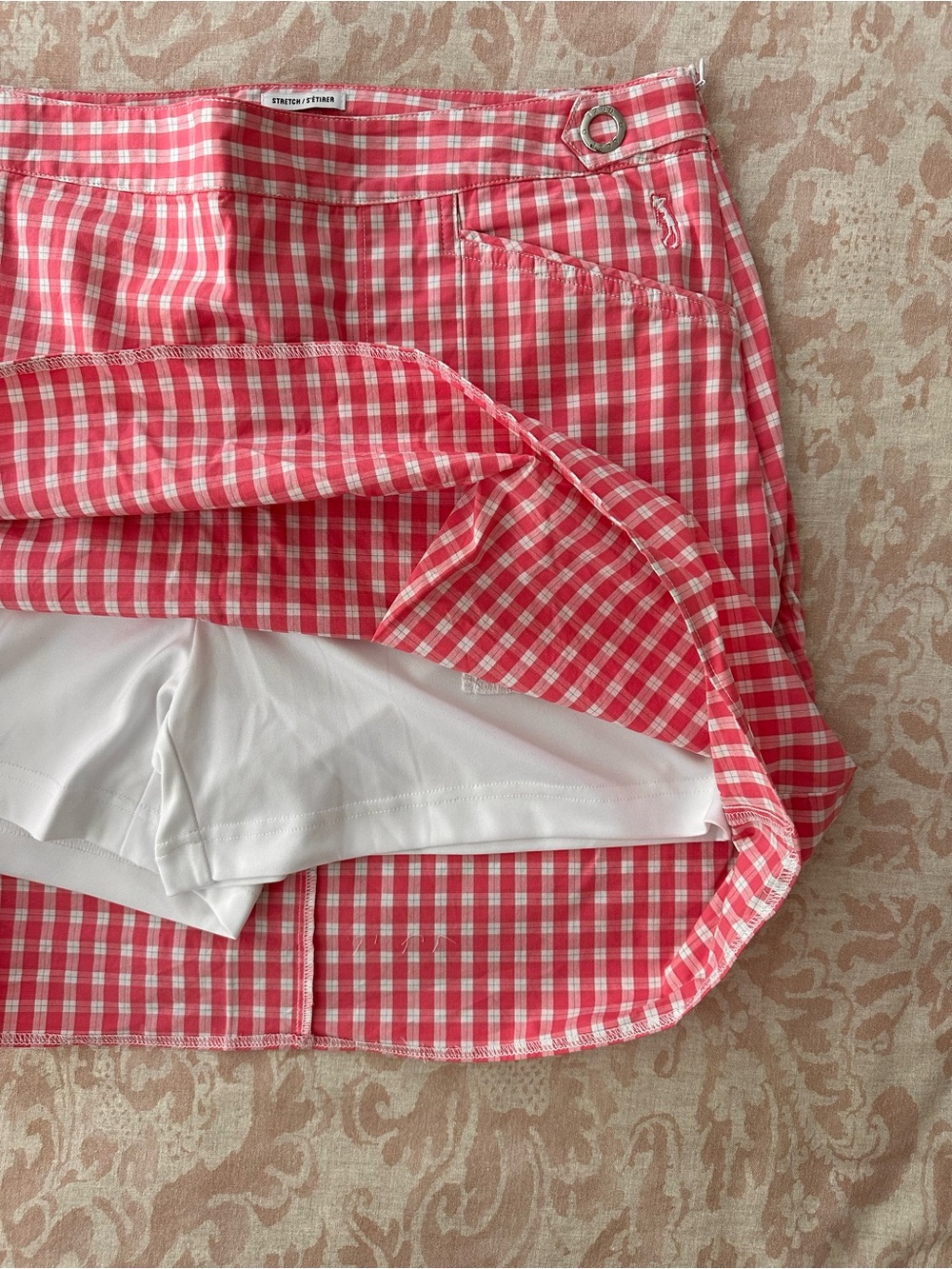 Izod Pink and White Gingham A-Line Skirt - Picture 3 of 4